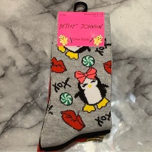 Betsey Johnson - 3 Pairs of Women’s Crew Socks - Christmas Themed